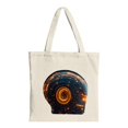 thumbnail image 1 of Futuristic Cream Tote Bag with Glowing Circular Design & Intricate Patterns Perfect for Shopping Travel & Parties, 1 of 4
