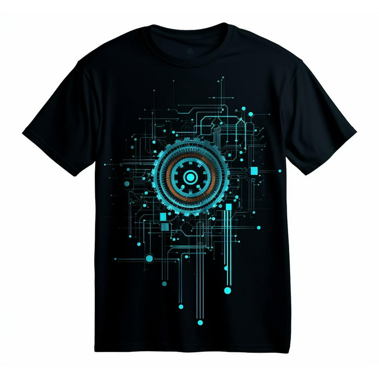 Futuristic Cyber Line Design Men s T Shirt Hi Tech Techwear Tee Walmart