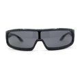thumbnail image 1 of Futuristic Cyber Narrow Rectangle Shield Plastic Sunglasses All Black, 1 of 4