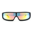thumbnail image 1 of Futuristic Cyber Narrow Rectangle Shield Plastic Sunglasses Matte Black - Orange Mirror, 1 of 4