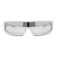 thumbnail image 1 of Futuristic Cyber Narrow Rectangle Shield Plastic Sunglasses Silver - Silver Mirror, 1 of 4