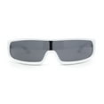 thumbnail image 1 of Futuristic Cyber Narrow Rectangle Shield Plastic Sunglasses White - Black, 1 of 4