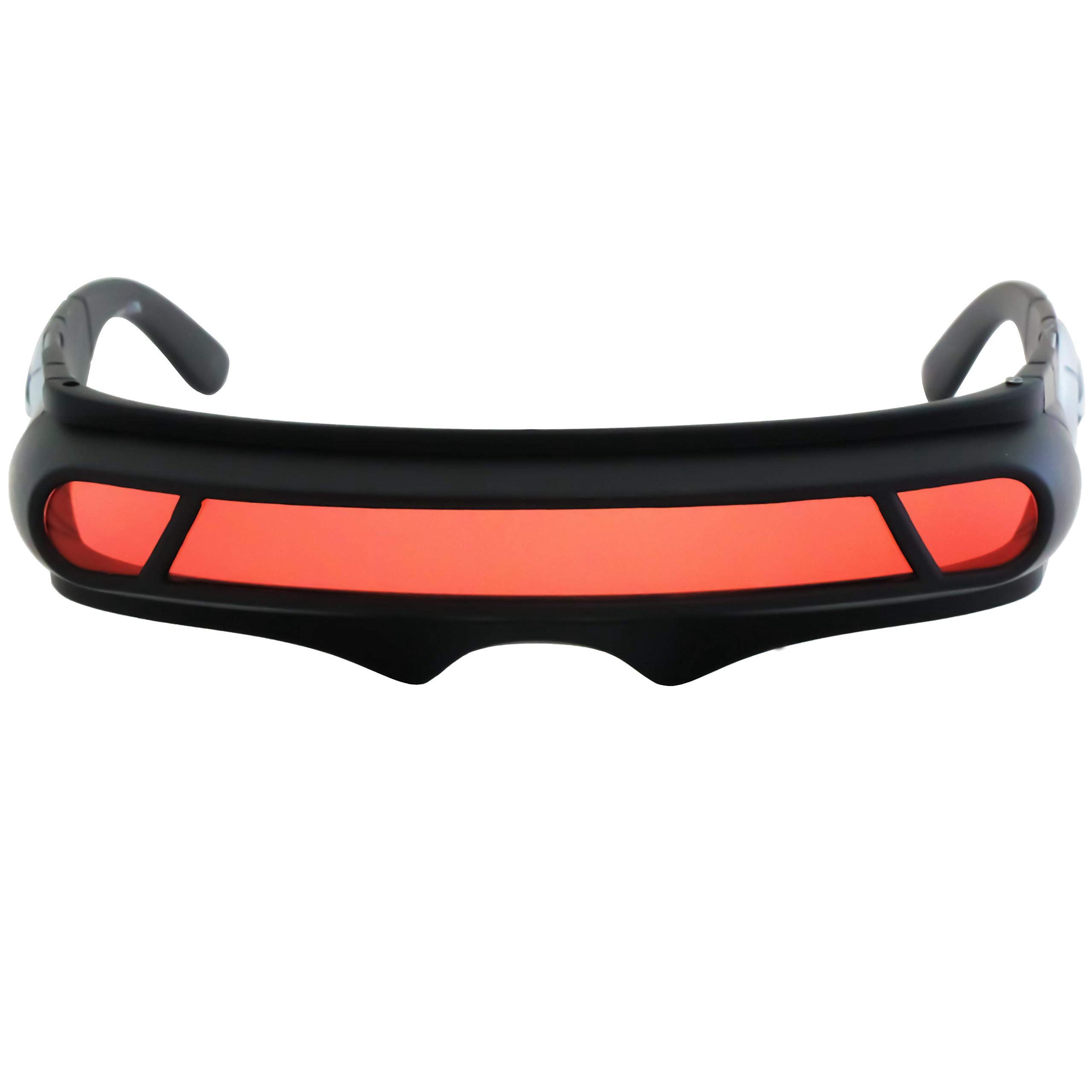 Red Monolens Shield Sunglasses – Gold Frame Futuristic Visor Style Futuristic Cyclops Shield Colored Mirror Mono Lens Wrap  main image 2