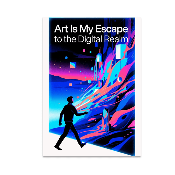 Futuristic Digital Art Escape - Digital Art Enthusiast - 13x19 Poster Print