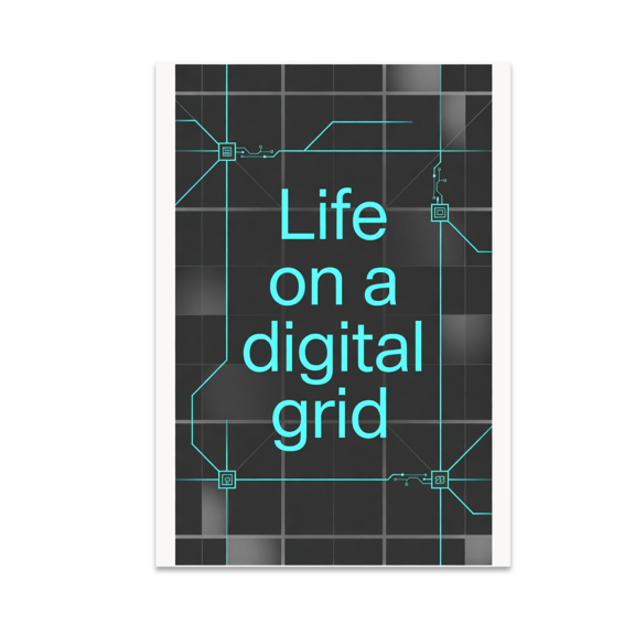 Futuristic Digital Grid Wall Art - Tech Enthusiast - 13x19 Poster Print