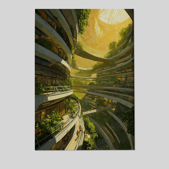 Futuristic Eco City Art Print - Biophilic Sci-Fi Architecture Full Size 24''x36'' The Golden Shop