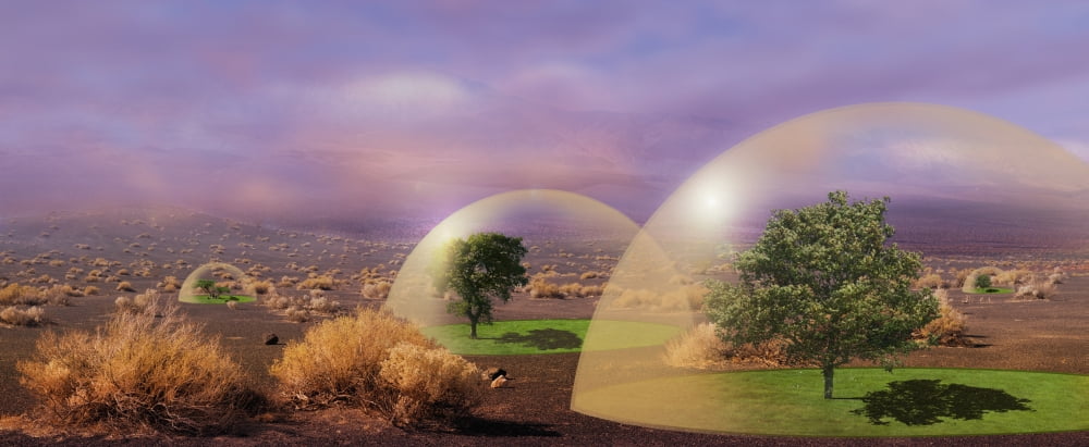 Futuristic Environmental Protection DomesDeath Valley California Usa Canvas Art - Richard Desmarais Design Pics (33 x 13)