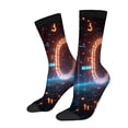 thumbnail image 1 of Futuristic Four Seasons Universal Socks (2 Pairs) - Unisex Trendy Mixed Color Socks with Glowing Orange & Blue Digital Patterns, 1 of 5