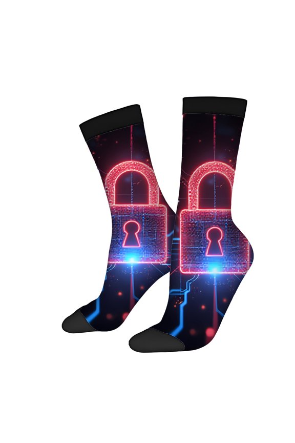 Futuristic Four Seasons Universal Socks (2 Pairs) - Unisex Trendy Mixed Color Socks with Patterns and Glowing Accents