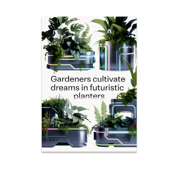 Futuristic Gardening Dreams - Sci-Fi Botanical Decor - 13x19 Poster Print