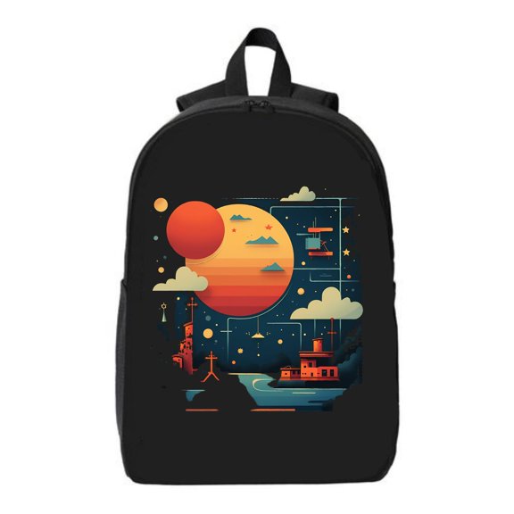 Futuristic Geometric Pattern Laptop Backpack for College & Travel - Fits 15" Laptop & iPad Stylish Design for Men & Women
