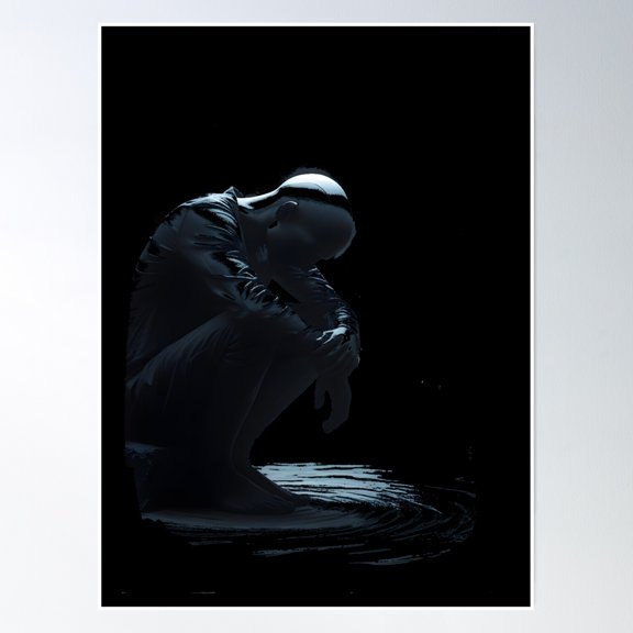 Futuristic Human Figure – Dark Surreal Minimalist Art Poster Wall Art, Modern Wall Decor, 16x24 UNFRAMED