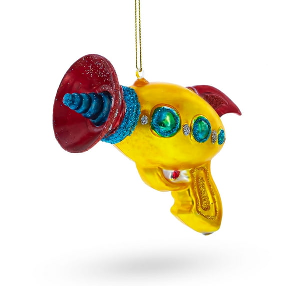 Futuristic Laser Gun Glass Christmas Ornament