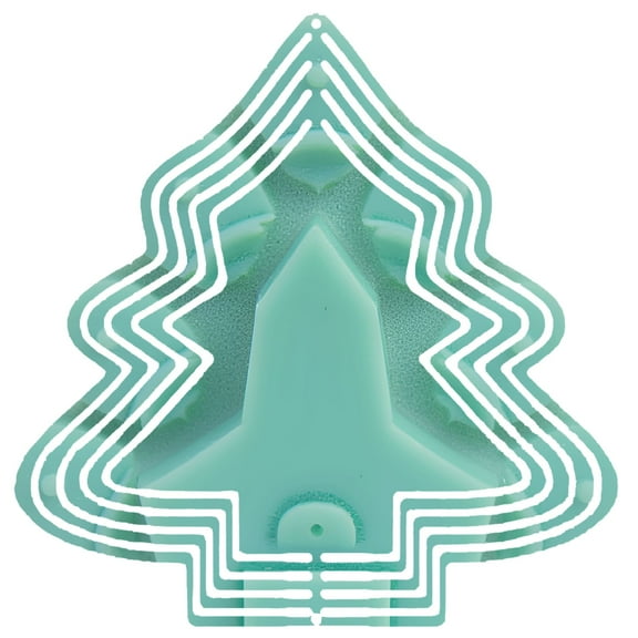 Futuristic Metal Hanging Christmas Tree Wind Spinner - Layered Design with Rocket Shape & Dot Pattern for Garden Decor