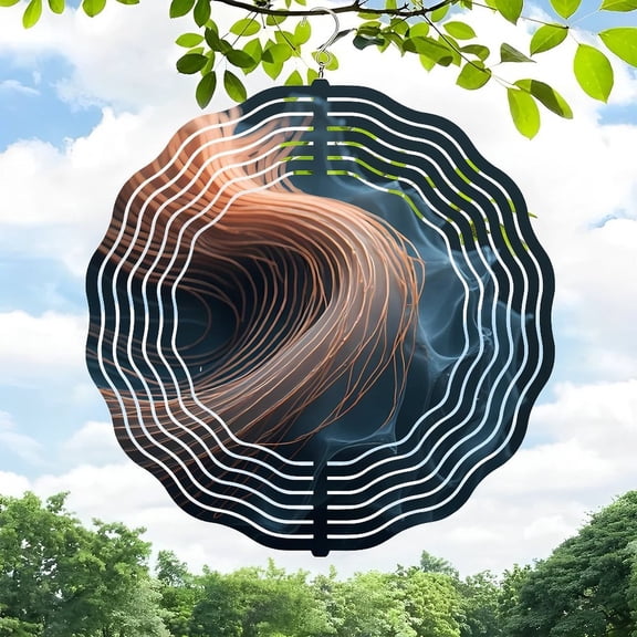 Futuristic Metal Hanging Wind Spinner with Vortex Design - Abstract Whirlwind Pattern for Yard and Garden Decor