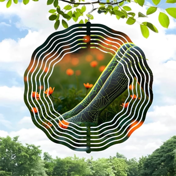 Futuristic Metal Hanging Wind Spinners & Chimes - Elegant Spider - Web Design for Yard & Garden Decor Vibrant Colors & Depth