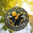 thumbnail image 1 of Futuristic Metal Hanging Wind Spinners & Chimes - Intricate Concentric Wave Patterns in Black & Yellow for Yard & Garden Decor, 1 of 6