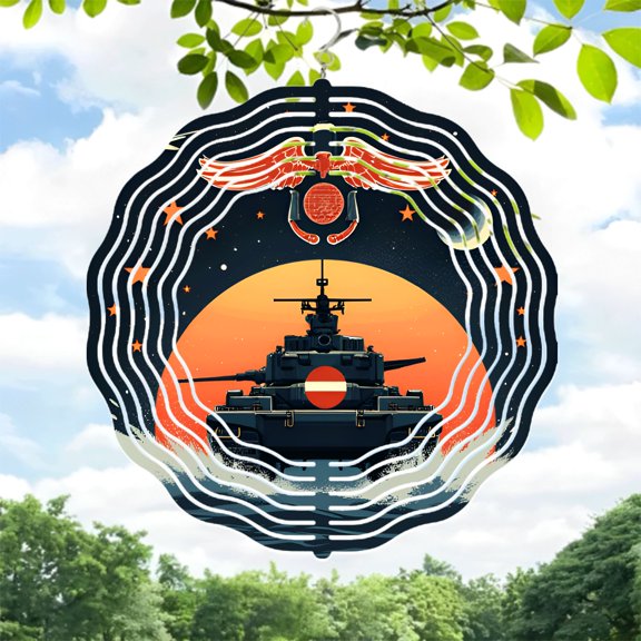 Futuristic Metal Wind Spinner with Wing Emblem - Celestial Garden Decor for Yard & Outdoor Spaces