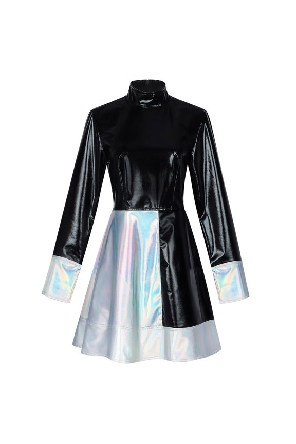 Futuristic Metallic Robot Stage Performance Dress With Black Asymmetrical Design Gothic plus Size Clothes for Women Cloak Pin Men Gothic Clothing Women Long Coat Goshfun Men Cowl Coatume Gothic Dress