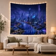 thumbnail image 1 of Futuristic Metropolis At With Night Cluster Glowing Skyscrapers, Mystical Fantasy for Space Lovers, Galaxy Room Decor, Housewarming Gift, Tapestry Wall Hanging for Bedroom and Dorm, 1 of 7