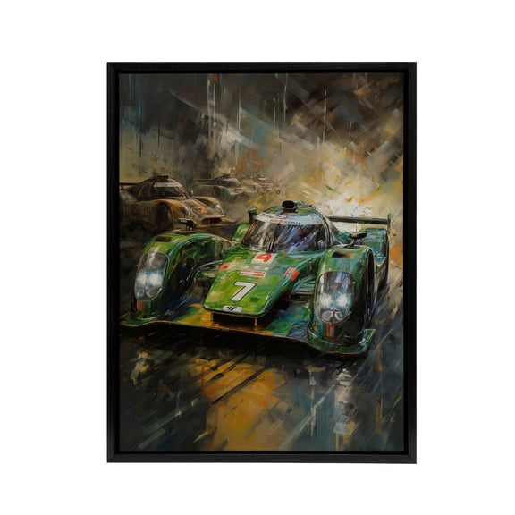 Futuristic Motorsport Car Racing Black Framed Canvas Wall Art Print 12X16"