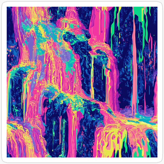 Futuristic Neon Waterfall Sticker Kir-3189