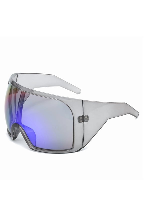 Futuristic Oversized Wrap-Around Sunglasses, UV400 Protection PC Lenses, Unisex Shield Style
