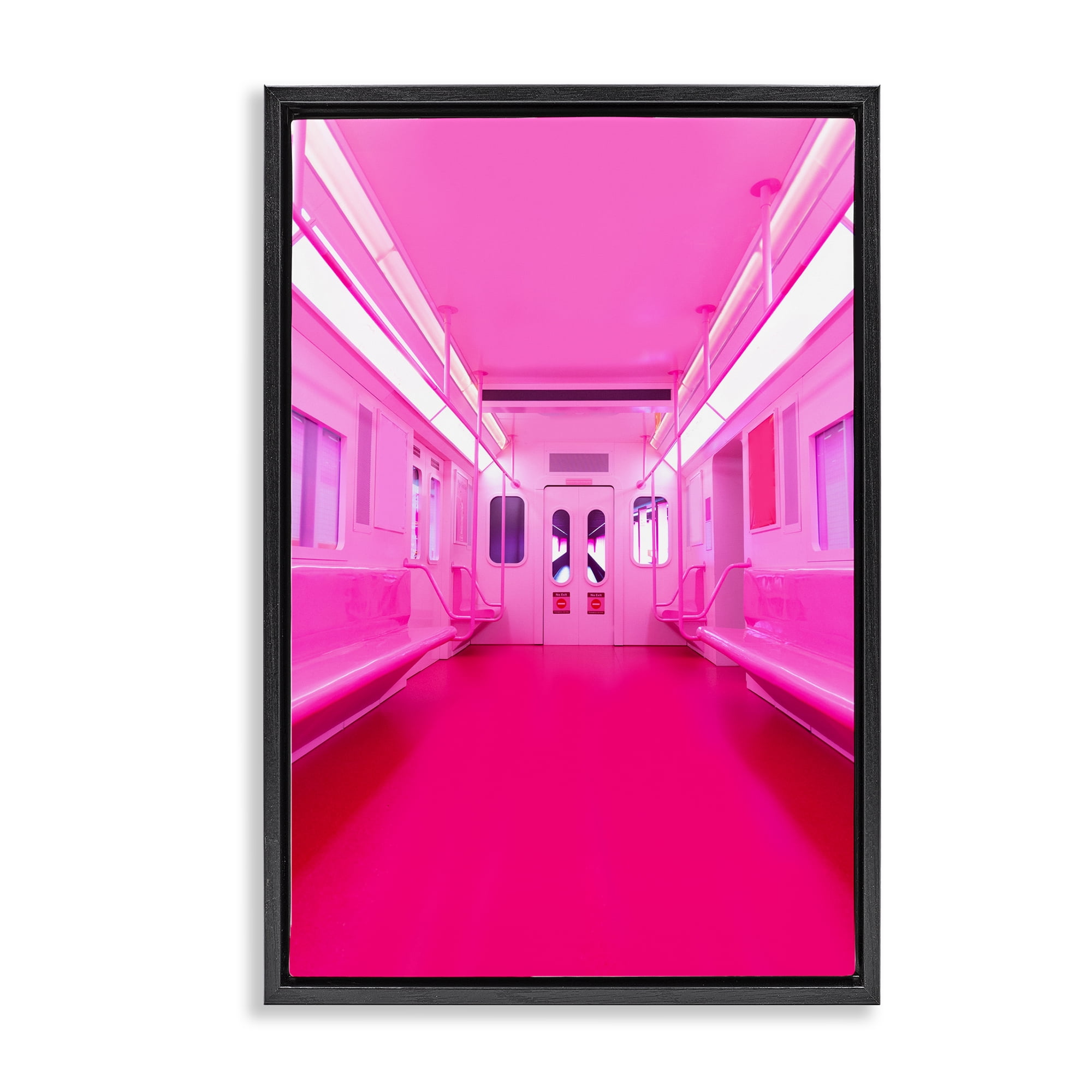 Futuristic Pink Tone Subway Black Framed Floater Canvas Wall Art, design by LISH Creative