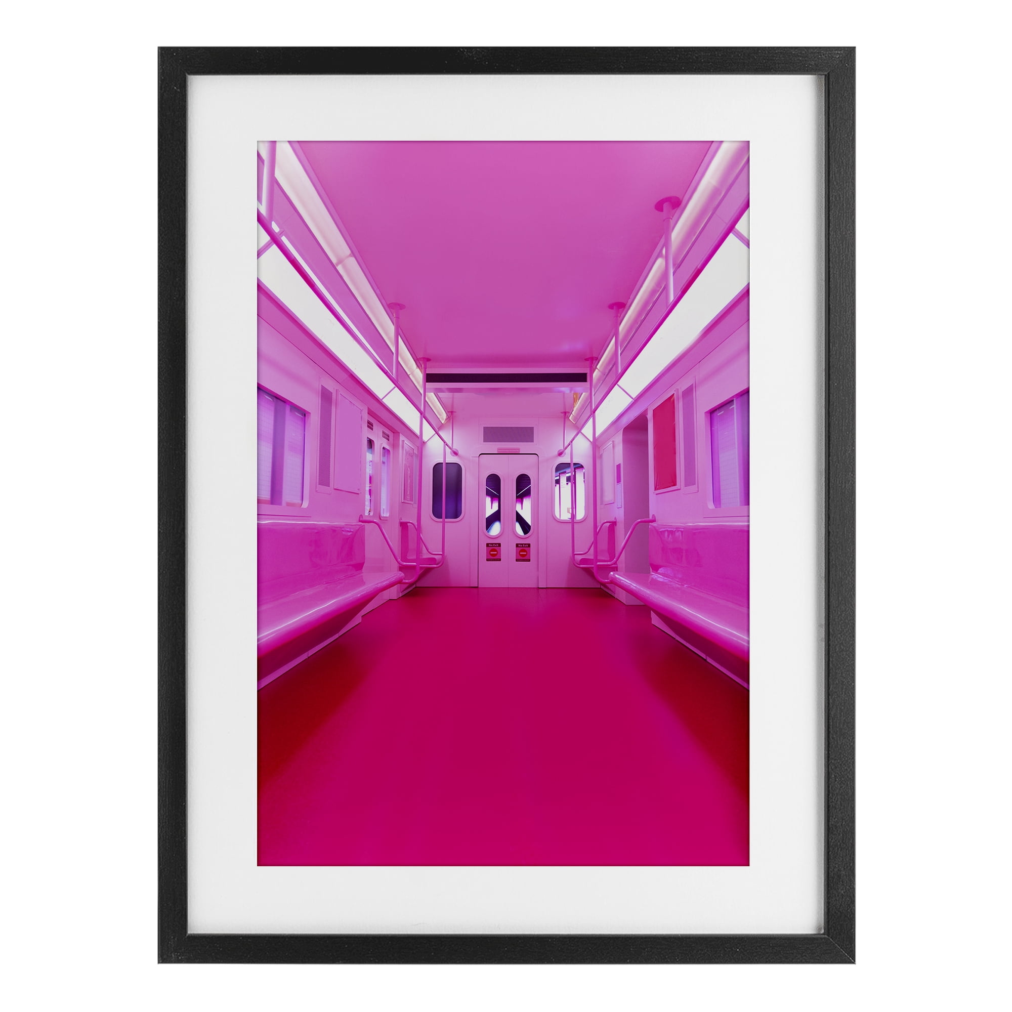 Futuristic Pink Tone Subway Black Framed Print Under Glass, design by LISH Creative