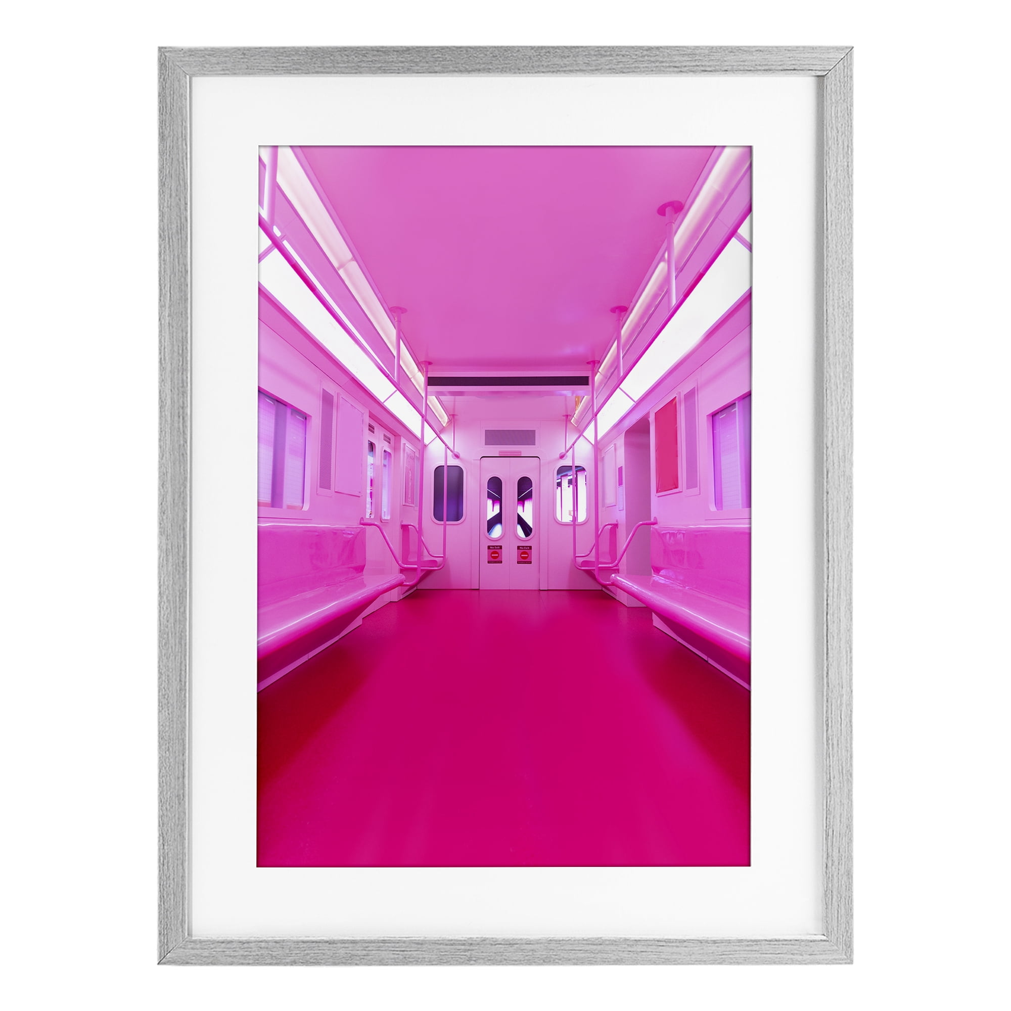 Futuristic Pink Tone Subway Gray Framed Print Under Glass, design by LISH Creative
