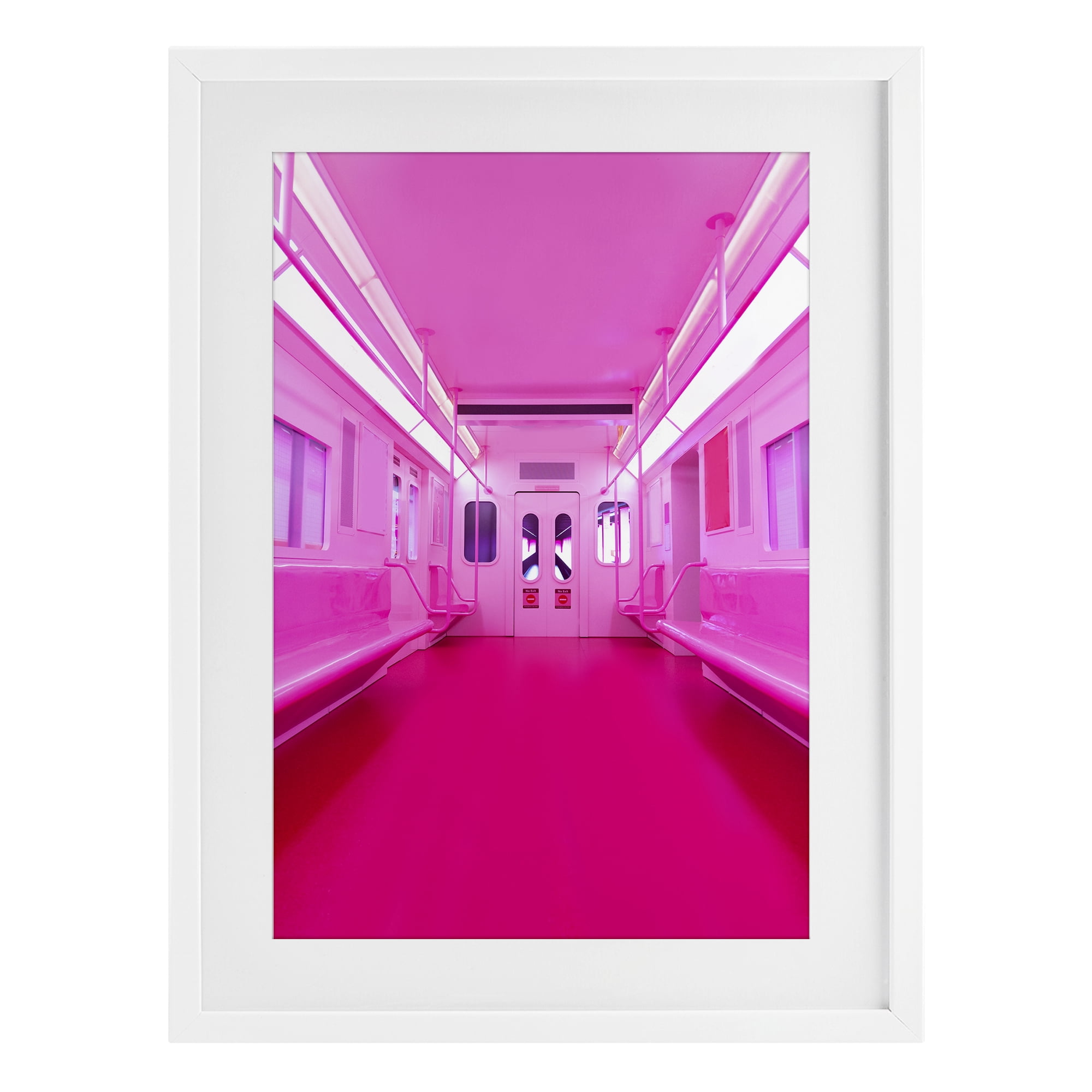 Futuristic Pink Tone Subway White Framed Print Under Glass, design by LISH Creative