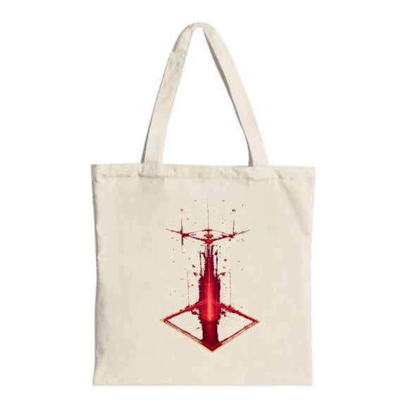 Futuristic Red Abstract Structure Tote Bag - Vibrant Canvas Geometric Design Perfect for Shopping Travel & Parties