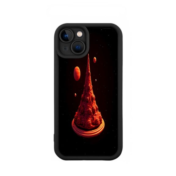 Futuristic Red Design iPhone 15 Case - Lightweight Yellowing Resistant Cosmic Art Pattern