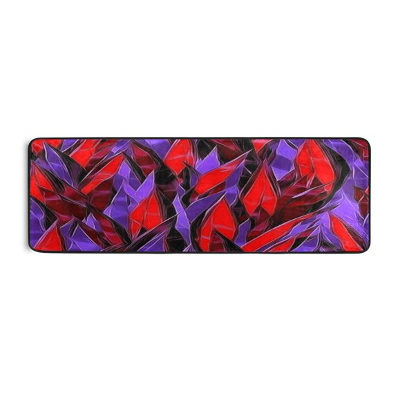 Futuristic Red and Purple Pattern 72x24" Runner Rug, Non-Slip Memory Foam Cushion, Anti-Crease for Hallways and Bedrooms