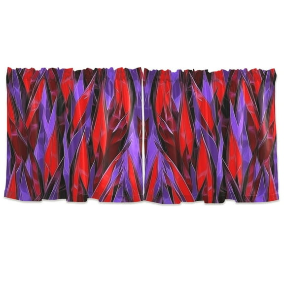 Futuristic Red and Purple Pattern Tier Curtains for Kitchen 57x36 Inch Semi Sheer Light Filtering Half Window Curtains 2 Panels