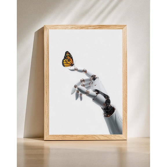 Futuristic Robot Hand Technology Nature Minimalist Wall Art Poster