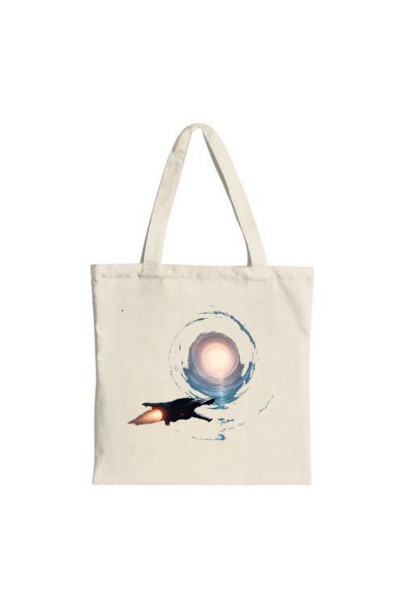 Futuristic Rocket Vortex Tote Bag - Canvas Reusable Perfect for Travel & Shopping Dynamic Design for Adventurous Souls