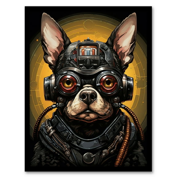 Futuristic Sci Fi Atompunk Matrix Dog Cute Fun Artwork Art Print Framed Poster Wall Decor 12x16 inch