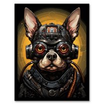 Futuristic Sci Fi Atompunk Matrix Dog Cute Fun Artwork Art Print Framed Poster Wall Decor 12x16 inch