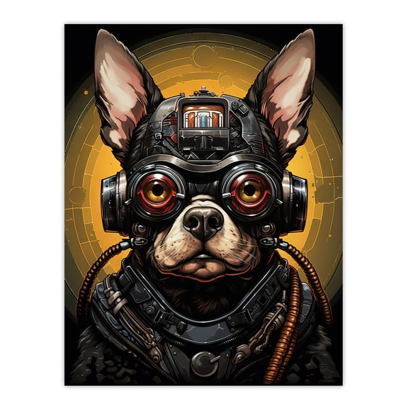 Futuristic Sci Fi Atompunk Matrix Dog Cute Fun Artwork Unframed Wall Art Print Poster Home Decor Premium