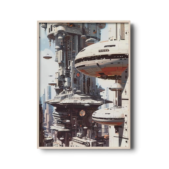 Futuristic Sci-Fi Cityscape Print, Unframed Paper Poster 8x10in