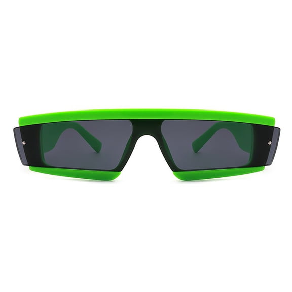 Futuristic Shield Sunglasses, Green Frame with Dark Gray Lenses