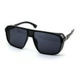 thumbnail image 1 of Futuristic Side Vent Visor Flat Top Plastic Rectangular Racer Sunglasses Shiny Black, 1 of 4