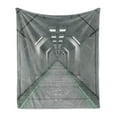 thumbnail image 1 of Futuristic Soft Flannel Fleece Blanket, Sci-Fi Corridor Inside Space Station Ship Laboratory Technology Fiction Picture Art, Cozy Plush for Indoor and Outdoor Use, 50" x 70", Green, by Ambesonne, 1 of 5
