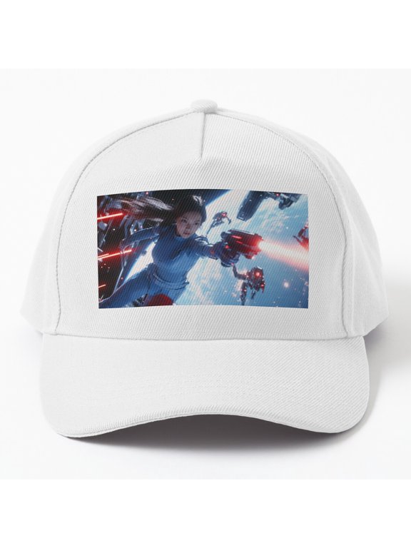 Futuristic Space Battle Baseball Hat, Laser Combat Sci-Fi Scene Graphic Design, Classic Cap