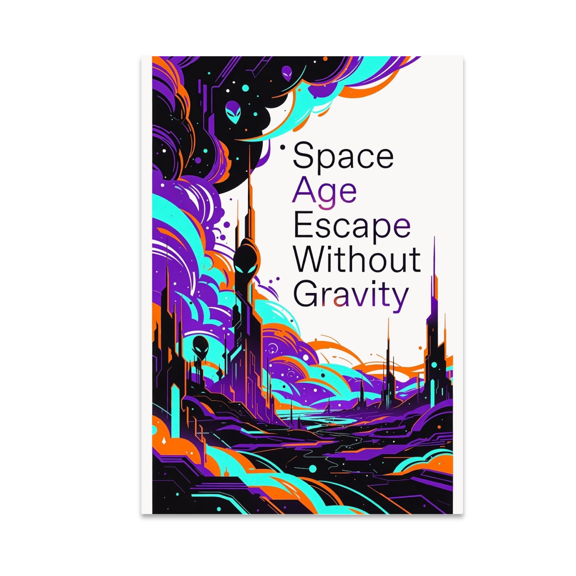 Futuristic Space Decor - Space Age Escape Without Gravity - 13x19 Poster Print