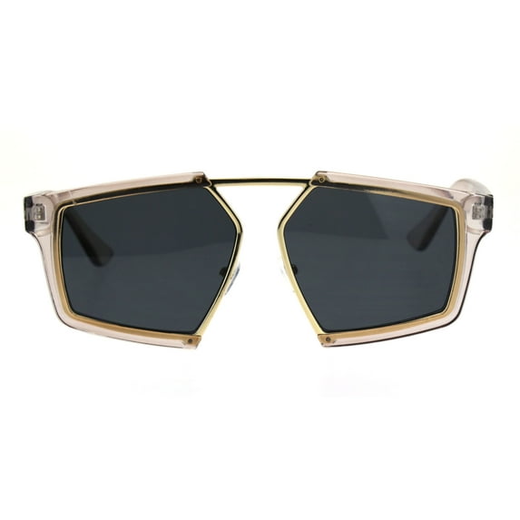 Futuristic Squared Geometric Racer Retro Fashion Sunglasses Slate Black