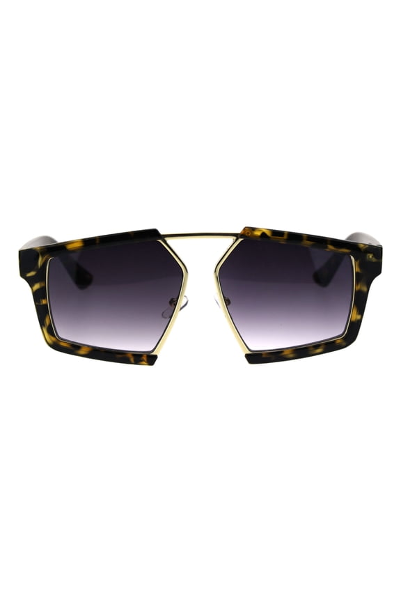 Futuristic Squared Geometric Racer Retro Fashion Sunglasses Tortoise Smoke
