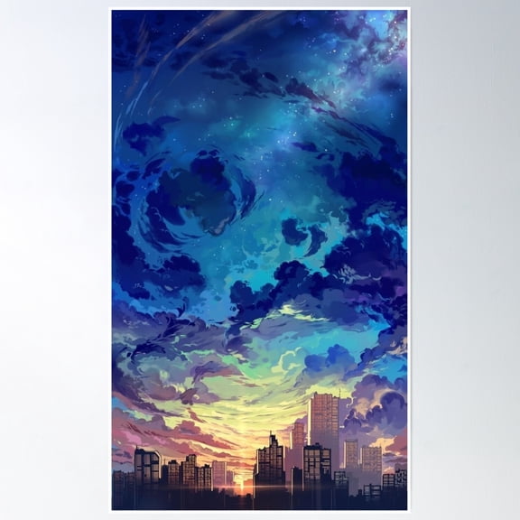 Futuristic Sunset Poster Wall Art, Modern Wall Decor, 8x12 UNFRAMED