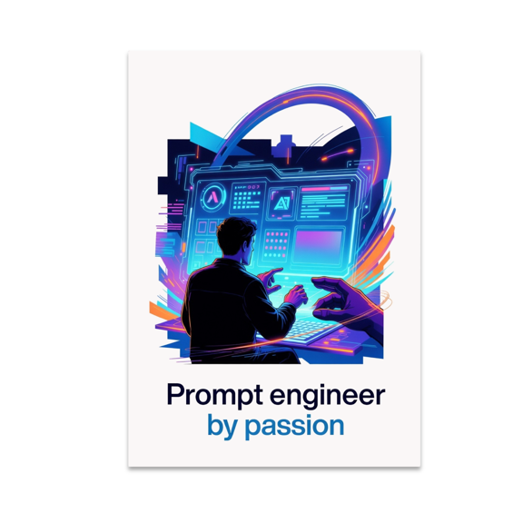 Futuristic Tech Art - Prompt Engineer Enthusiast - 13x19 Poster Print